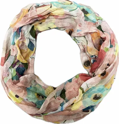 Produktbild von Jeamis Blumen Mandala Seide Loop Farbverlauf Frühling Rundschal Rainbow Uni S