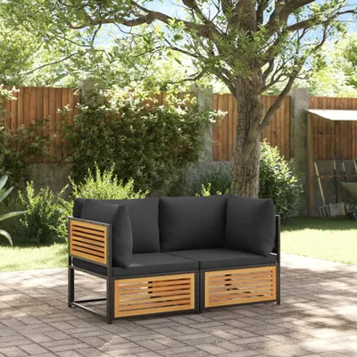 Produktbild von 2-tlg. Garten-Sofa-Set mit Kissen Massivholz Akazie, Gartenmöbel-Sets 2024 Neu