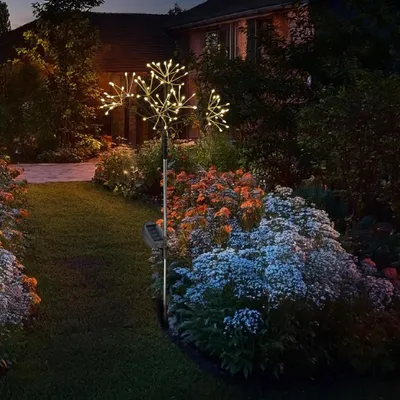 Produktbild von LED Solarstab Feuerwerk - Gartendeko - 80 warmweiße LED - H: 80cm - Lichtsensor - 8 Modi - schwarz
