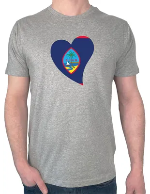 Produktbild von Huuraa Herren T-Shirt Guam Flagge Herz S Sport Grey Bio Baumwolle Fairtrade Herrenshirt Geschenkidee
