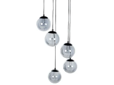 Zdjęcie produktu dla BELIANI Lampa wisząca przezroczysta okrągłe szklane klosze metalowa stalowa podstawa 5-punktowe oświetlenie do salonu nowoczesny styl