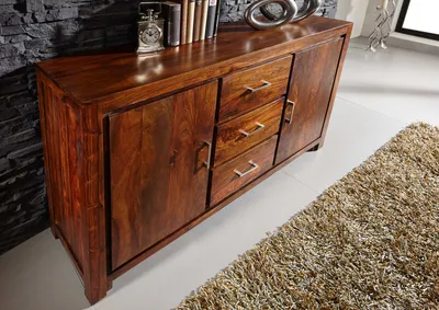 Produktbild von MASSIVMOEBEL24 Sideboard Sheesham 145x45x85 braun lackiert METRO LIFE #131