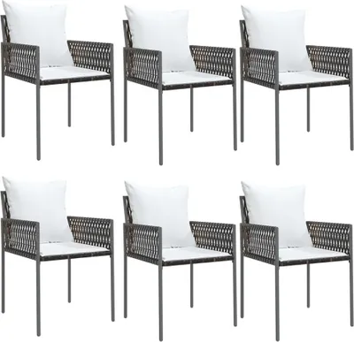 Produktbild von vidaXL Gartenstühle mit Kissen 6 Stk. Braun 54x61x83 cm Poly Rattan