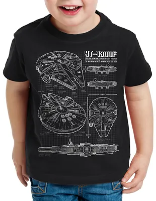Produktbild von style3 Milennium Falcon Kinder T-Shirt blaupause falkon
