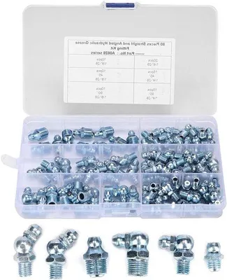 Produktbild von Smeernippelkits 80-delig, 45° 90° 180°, 1/8in 1/4in, hydraulische Zerk-Fitting für Schläuche und Rohre, ideal für Wartung und Reparatur