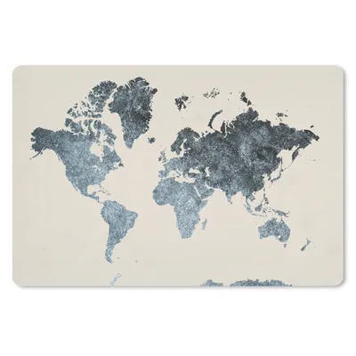 Produktbild von MuchoWow® Schreibtischunterlage Weltkarte - Schwarz - Silber 60x40 cm - XXL Mauspad - Großes Mauspad
