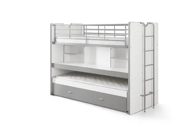 Image de Lit surélevé Bonny, blanc / gris argenté