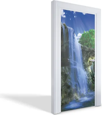 Produktbild von Innentür Folie Modern Selbstklebende Wandsticker Personalisiert - Wasserfall in der Sonne - 95 x 205 cm