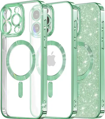 Produktbild von Techsuit Luxury Glitter Back Cover Hülle mit MagSafe für Apple iPhone 16 Pro - Hellgrün