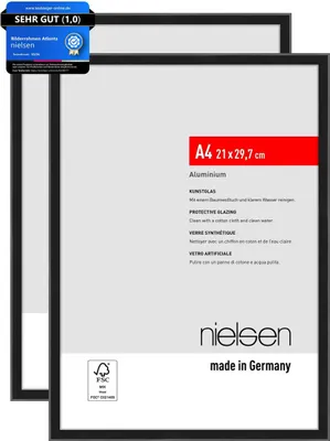 Produktbild von nielsen Bilderrahmen Atlanta (2er Set), A4 21x29,7 cm, Aluminium Schwarz Matt
