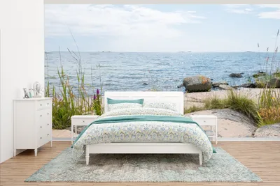 Produktbild von MuchoWow® Fototapete für Wohnzimmer oder Schlafzimmer Wandtapete Vinyl Motivtapete Strand - Meer - Kieselsteine - 395x220 cm - Tapezier Papier