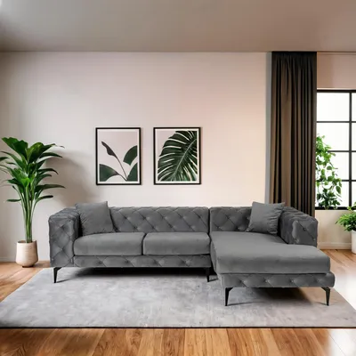 Produktbild von Hanah Home, Como Eco Right - Anthracite, Black, Ecksofa, Anthrazit, BUCHENHOLZ / SPANPLATTEN, 270 x 180 x 72 cm