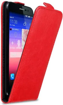 Produktbild von Cadorabo Hülle für Huawei ASCEND P7 Schutz Hülle in Rot Flip Etui Handyhülle Case Cover