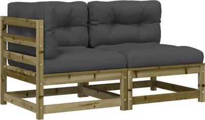 Produktbild von vidaXL Gartensofa mit Kissen 2-Sitzer Kiefernholz Imprägniert