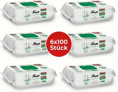 A collage of six packages of wet wipes, with a red circle overlay in the center.
