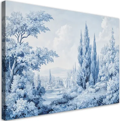 Produktbild von Leinwandbild Landschaft Wald Bäume Natur Blau 60x40 Feeby Blau bild für die wand bereit zum aufhängen