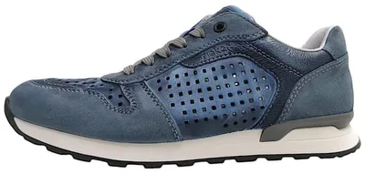 Image de Chaussures pour hommes Rieker en daim de mouton et Clarino, lacets, couleur bleue, style décontracté