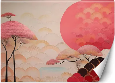 Produktbild von Vlies fototapete Asiatische rosa Landschaft 350x245 cm Feeby Rosa inkl. Kleber einfache Montage