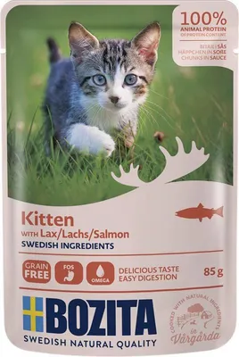 Image de Bozita Pouchettes en sauce au saumon pour chatons 85g