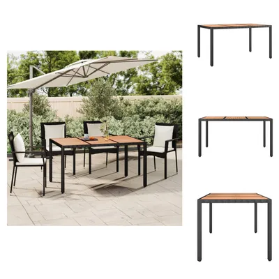 Produktbild von vidaXL Gartentisch mit Holzplatte Schwarz Poly Rattan & Akazienholz - Gartentische