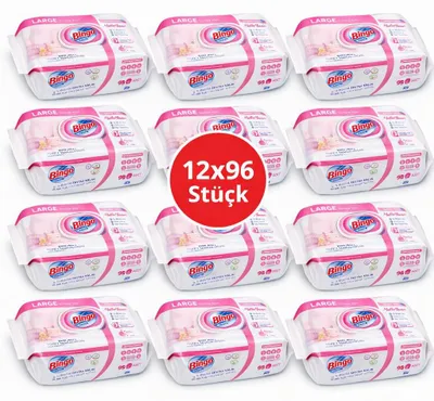 Produktbild von Bingo Feuchttücher Pink 12x96 Blatt – Blumenduft – Großpackung