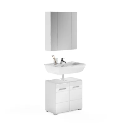 Immagine prodotto di Combinazione bagno Linus 2 pezzi bianco / bianco lucido, illuminazione LED: senza illuminazione
