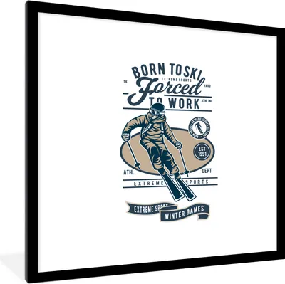 Produktbild von MuchoWow® MuchoWow® Gerahmtes Poster Ski - Wintersport - Jahrgang 40x40 cm - Poster mit zchwarzem Bilderrahmen - Poster - Plakat im Rahmen