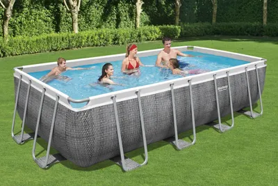 Produktbild von Power Steel™ Frame Pool Komplett-Set, eckig, mit Filterpumpe, Sicherheitsleiter & Abdeckplane 549 x 274 x 122 cm, Schwimmbecken, Schwimmen, Pools