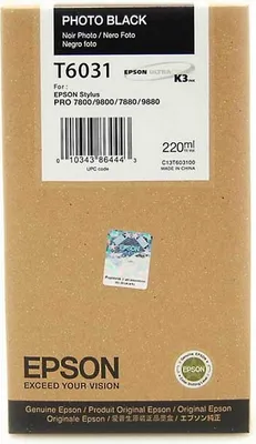 Obrázek produktu pro Epson Inkoustová Photo Black T603100 220 ml, Černá fotografická, Inkoust na bázi barvy, 220 ml, 1 kusů