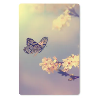 Produktbild von MuchoWow® Mauspad Mousepad Schmetterlinge - Blüte - Zweig - Baum 18x27 cm - Mousepads - Maus Mat - Pad - Mausunterlage