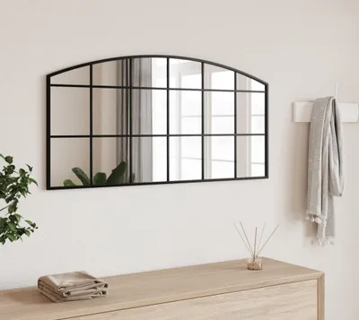 Produktbild von Wandspiegel Schwarz 100x50 cm Gewölbt Eisen - Wandspiegel CC21757