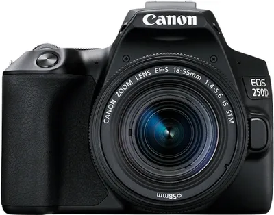 Produktbild von Canon EOS 250D + EF-S 18-55mm f/4-5.6 IS STM, 24,1 MP, 6000 x 4000 pixelů, CMOS, 4K Ultra HD, dotykový displej, černý