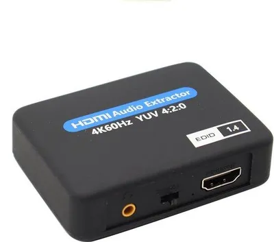 Obrázok produktu pre Rozbočovač HDMI audio 2K/4K – s podporou optického audio výstupu Toslink (SPDIF) + 3,5 mm audio – s USB káblom – čierny