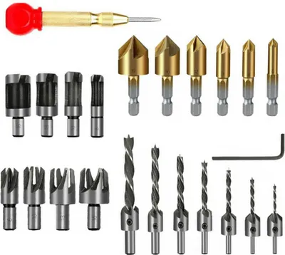 Produktbild von INF 23-teiliges Anfaswerkzeug-Set aus HSS: Holzbearbeitung Senkbohrer & Körner