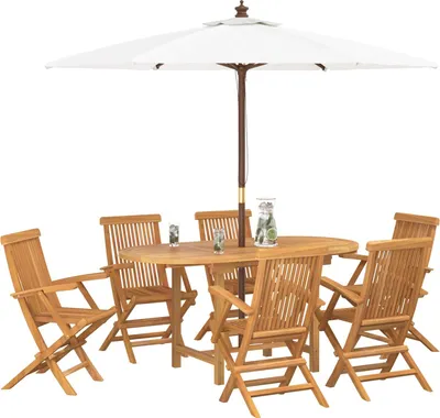 Produktbild von vidaXL Garten Essgruppe 7 pcs Braun Massivholz Teak