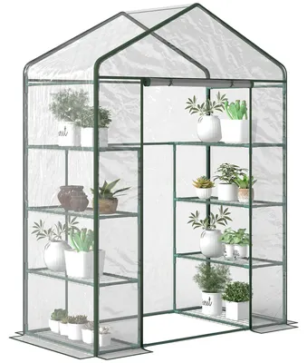 Image de Serre de jardin 8 šŠtagššres bache transparente PVC porte enroulable 143 x 73 x 195 cm - transparent