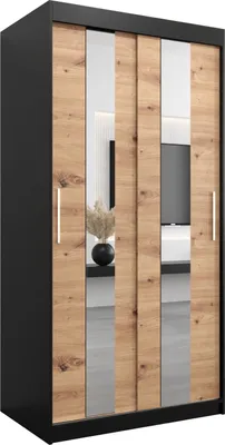 Produktbild von Kleiderschrank, Schiebetürenschrank Schlafzimmer, Schrank mit Spiegel POLE 100 cm