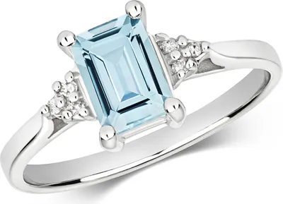 Produktbild von Modischer 9 Karat (375) Weißgold Diamant Damenring Brillant-Schliff H - PK mit Aquamarin, 58 (18.5); TRS28880RSQ
