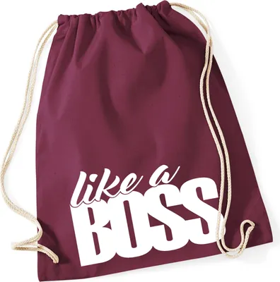 Produktbild von Huuraa Turnbeutel like a Boss Spruch 12 Liter Burgundy Baumwolle Rucksack Geschenkidee