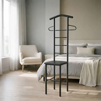 Produktbild von Herrendiener JIVO Stummer Diener Kleiderständer in schwarz, 121 cm, Garderobe mit Hosenbügel