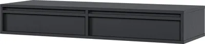 A dark gray wall-mounted cabinet with two sliding drawers.