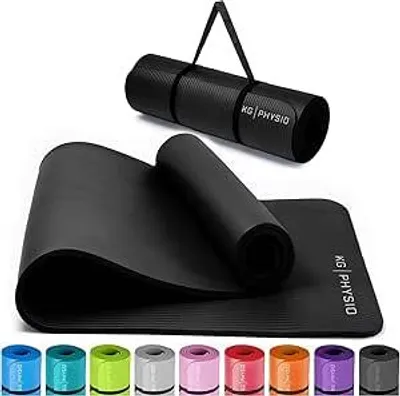 Produktbild von Yogamatte rutschfest & gepolstert – Yogamatte mit Tragegurt, Fitnessmatte, Sportmatte, 8 mm dick, Gymnastikmatte, Pilates-Matte, Fitnessmatte