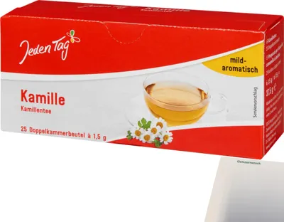 Produktbild von Jeden Tag Tee Kamille (25x1,5g Packung) + usy Block