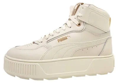 Image de Baskets Puma Karmen Rebelle Mid pour femmes, modèle haut, couleur beige, style décontracté