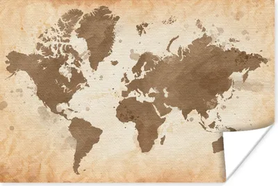 Produktbild von MuchoWow® Poster Weltkarte - Vintage - Erde 180x120 cm - Fotoplakat