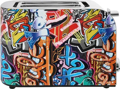 Produktbild von GUTFELS Toaster TOAST 3010 G | 2-Scheiben Graffiti-Style Toaster | 7 Leistungsstufen | Zentrierfunktion | abnehmbarer Brötchenaufsatz | 850 Watt | Auftau-, Aufwärm-, Stoppfunktion | elektr. Bräunungskontrolle | Krümelschublade | Höhenlift