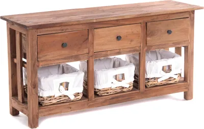 Obrázek produktu pro KOMMODE RANTAN | 98 cm, masivní dřevo | Příborník s košíky