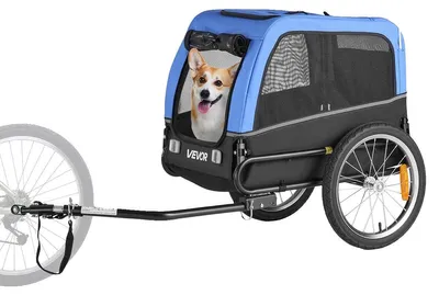 Immagine prodotto di VEVOR rimorchio per cani, supporto fino a 30 kg, rimorchio da bicicletta per cani di piccola e media taglia, telaio pieghevole con ruota a sgancio rapido, attacco universale per bicicletta, catarifrangente, bandiera, guinzaglio interno