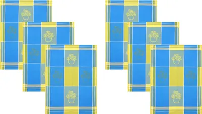 Produktbild von Betz 6 Stück Geschirrtücher 50x70 cm 100% Baumwolle ITALY Motiv: KRÄUTER Farbe: blau