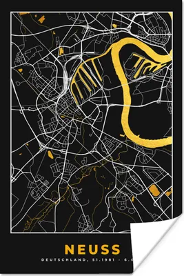 Produktbild von MuchoWow® Poster Neuss - Stadtplan - Karte - Gold - Deutschland 120x180 cm - Kunstposter